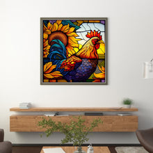 Load image into Gallery viewer, Stain Glass Cock (40*40CM) 11CT 3 Stamped Cross Stitch
