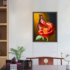 Butterfly And Rose 40*50CM(Canvas) Full Round Drill Diamond Painting