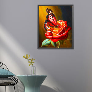 Butterfly And Rose 40*50CM(Canvas) Full Round Drill Diamond Painting