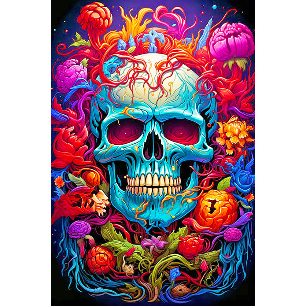 Flower Skull 40*60CM(Canvas) Full Round Drill Diamond Painting