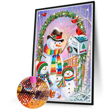 Load image into Gallery viewer, Christmas Snowman With Rainbow Scarf 45*60CM(Canvas) Full Round Drill Diamond Painting
