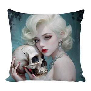 17.72x17.72In Cross Stitch Pillow Cover with Zip Halloween Girl (#1)