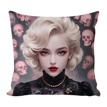 Load image into Gallery viewer, 17.72x17.72In Cross Stitch Pillow Cover with Zip Halloween Girl (#2)
