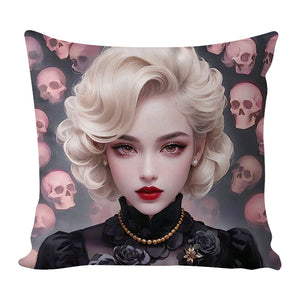 17.72x17.72In Cross Stitch Pillow Cover with Zip Halloween Girl (#2)