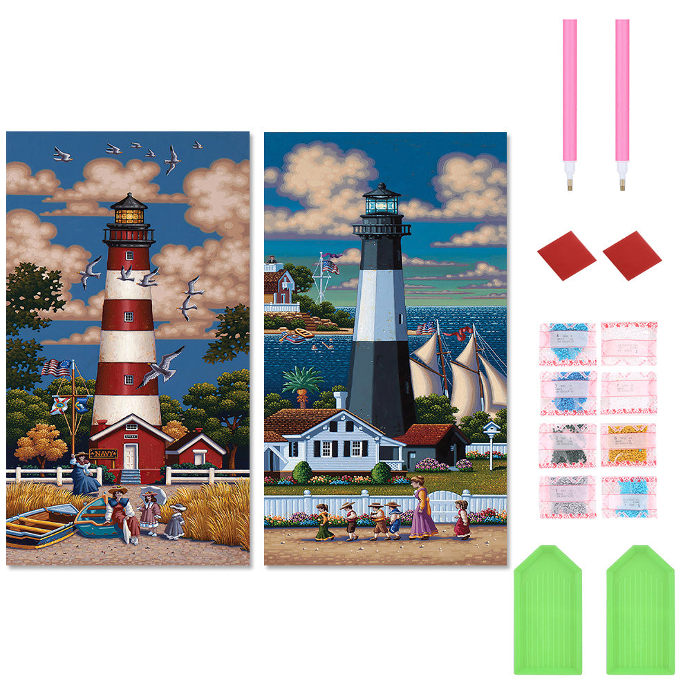 Lighthouse 30*60CM(Canvas) Full Round Drill Diamond Painting