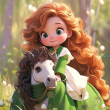 Load image into Gallery viewer, Little Girl Riding A Horse 40*40CM(Canvas) Full Round Drill Diamond Painting
