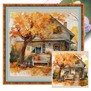 Autumn House (50*50CM) 11CT 3 Stamped Cross Stitch