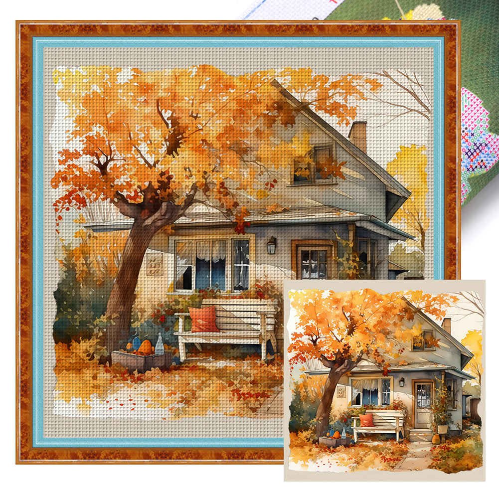 Autumn House (50*50CM) 11CT 3 Stamped Cross Stitch