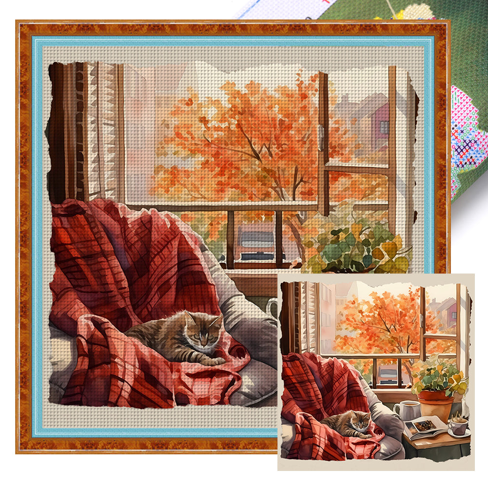 House Cat (50*50CM) 11CT 3 Stamped Cross Stitch