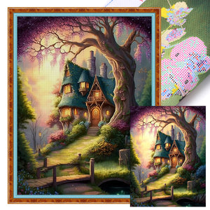 Tree Side House (50*65CM) 16CT 2 Stamped Cross Stitch
