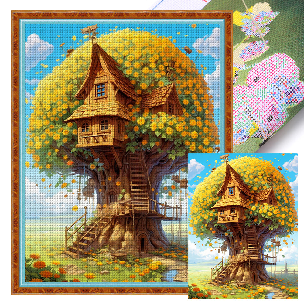 Tree House (50*65CM) 16CT 2 Stamped Cross Stitch