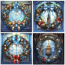 Load image into Gallery viewer, Christmas Wreath Glass Painting 30*30CM(Canvas) Full Round Drill Diamond Painting
