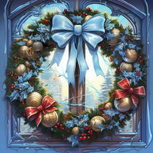 Load image into Gallery viewer, Christmas Wreath Glass Painting 30*30CM(Canvas) Full Round Drill Diamond Painting
