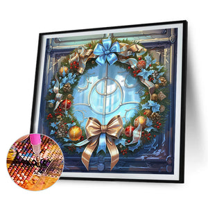 Christmas Wreath Glass Painting 30*30CM(Canvas) Full Round Drill Diamond Painting