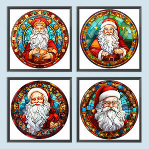 Santa Claus Glass Painting 30*30CM(Canvas) Full Round Drill Diamond Painting