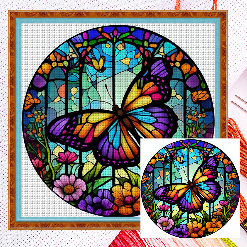 Stained Glass (40*40CM) 14CT 2 Stamped Cross Stitch