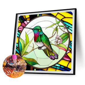 Hummingbird Glass Painting 30*30CM(Canvas) Full Round Drill Diamond Painting