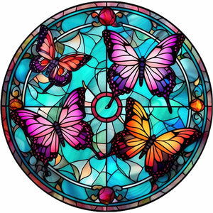 Butterfly Glass Painting 30*30CM(Canvas) Full Round Drill Diamond Painting