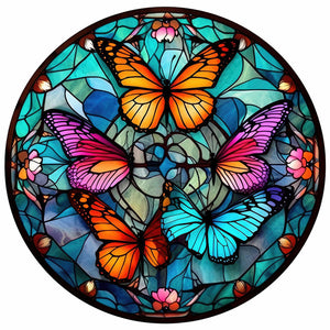 Butterfly Glass Painting 30*30CM(Canvas) Full Round Drill Diamond Painting