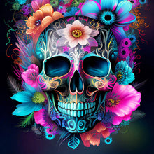 Load image into Gallery viewer, Flowers Skull 30*30CM(Canvas) Full Round Drill Diamond Painting
