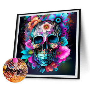 Flowers Skull 30*30CM(Canvas) Full Round Drill Diamond Painting