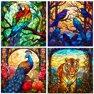 Parrot Crow Peacock Tiger 30*30CM(Canvas) Full Round Drill Diamond Painting