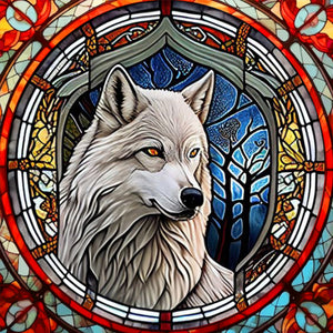 Fox Dragon Wolf White Wolf 30*30CM(Canvas) Full Round Drill Diamond Painting