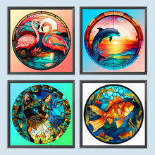 Load image into Gallery viewer, Flamingo Dolphin Cat Goldfish 30*30CM(Canvas) Full Round Drill Diamond Painting
