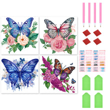 Load image into Gallery viewer, Flowers Butterfly 30*30CM(Canvas) Partial Special Shaped Drill Diamond Painting
