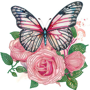 Flowers Butterfly 30*30CM(Canvas) Partial Special Shaped Drill Diamond Painting