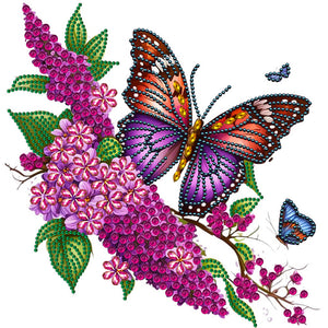 Flowers Butterfly 30*30CM(Canvas) Partial Special Shaped Drill Diamond Painting