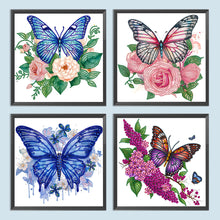 Load image into Gallery viewer, Flowers Butterfly 30*30CM(Canvas) Partial Special Shaped Drill Diamond Painting
