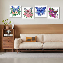 Load image into Gallery viewer, Flowers Butterfly 30*30CM(Canvas) Partial Special Shaped Drill Diamond Painting
