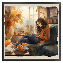 Load image into Gallery viewer, Girl Who Reads (50*50CM) 11CT 3 Stamped Cross Stitch
