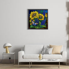 Load image into Gallery viewer, Glass Painting Lavender Sunflower 30*30CM(Canvas) Partial Special Shaped Drill Diamond Painting
