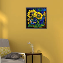 Load image into Gallery viewer, Glass Painting Lavender Sunflower 30*30CM(Canvas) Partial Special Shaped Drill Diamond Painting
