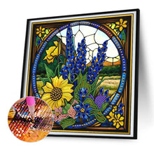 Load image into Gallery viewer, Glass Painting Lavender Sunflower 30*30CM(Canvas) Partial Special Shaped Drill Diamond Painting
