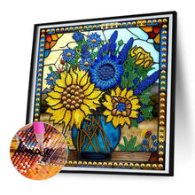 Load image into Gallery viewer, Glass Painting Lavender Sunflower 30*30CM(Canvas) Partial Special Shaped Drill Diamond Painting
