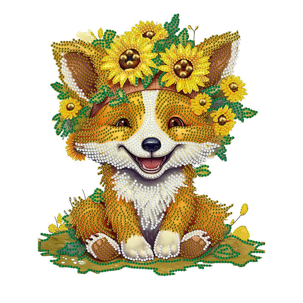 Sunflower Fox 30*40CM(Canvas) Partial Special Shaped Drill Diamond Painting