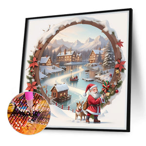 Snow Scene Outside The House 40*40CM(Canvas) Full Round Drill Diamond Painting