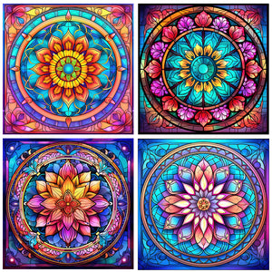 Mandala Glass Painting 30*30CM(Canvas) Full Round Drill Diamond Painting