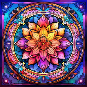 Mandala Glass Painting 30*30CM(Canvas) Full Round Drill Diamond Painting