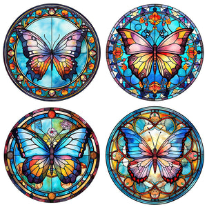 Butterfly Glass Painting 30*30CM(Canvas) Full Round Drill Diamond Painting