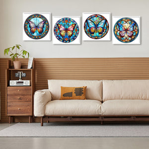 Butterfly Glass Painting 30*30CM(Canvas) Full Round Drill Diamond Painting