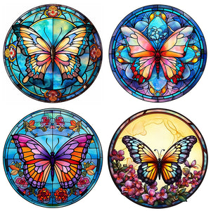 Butterfly Glass Painting 30*30CM(Canvas) Full Round Drill Diamond Painting