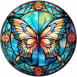 Butterfly Glass Painting 30*30CM(Canvas) Full Round Drill Diamond Painting