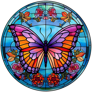 Butterfly Glass Painting 30*30CM(Canvas) Full Round Drill Diamond Painting
