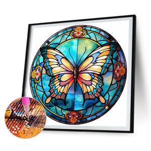 Butterfly Glass Painting 30*30CM(Canvas) Full Round Drill Diamond Painting