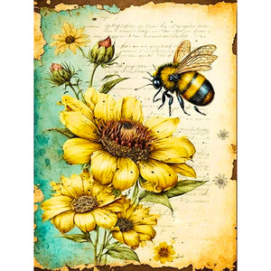 Butterfly Bee And Flower 30*40CM(Canvas) Full Round Drill Diamond Painting