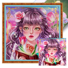 Load image into Gallery viewer, Flowers Girl (40*40CM) 11CT 3 Stamped Cross Stitch
